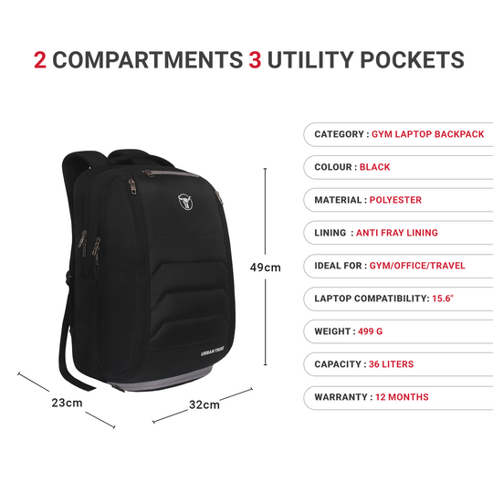 URBAN TRIBE Fitpack Pro Gym Laptop Backpack with Separate Shoe Compartment