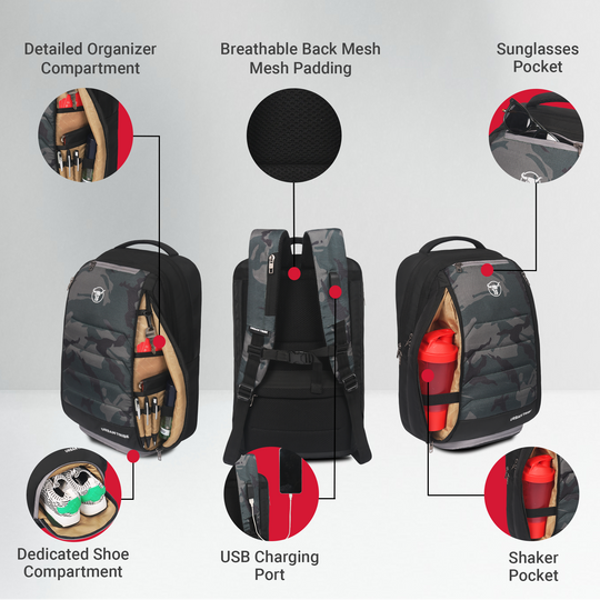 URBAN TRIBE Fitpack Pro Gym Laptop Backpack with Separate Shoe Compartment