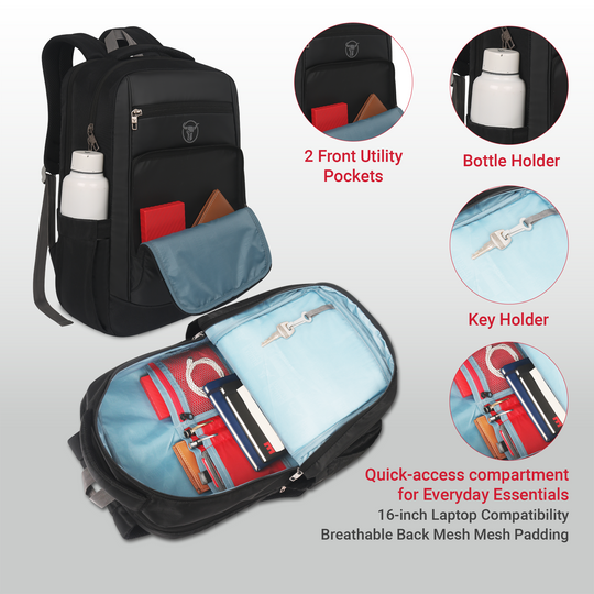 URBAN TRIBE Chrono 30L Laptop Backpack for Men Women Boys and Girls | Lightweight 450g | Fits 15.6” Laptop