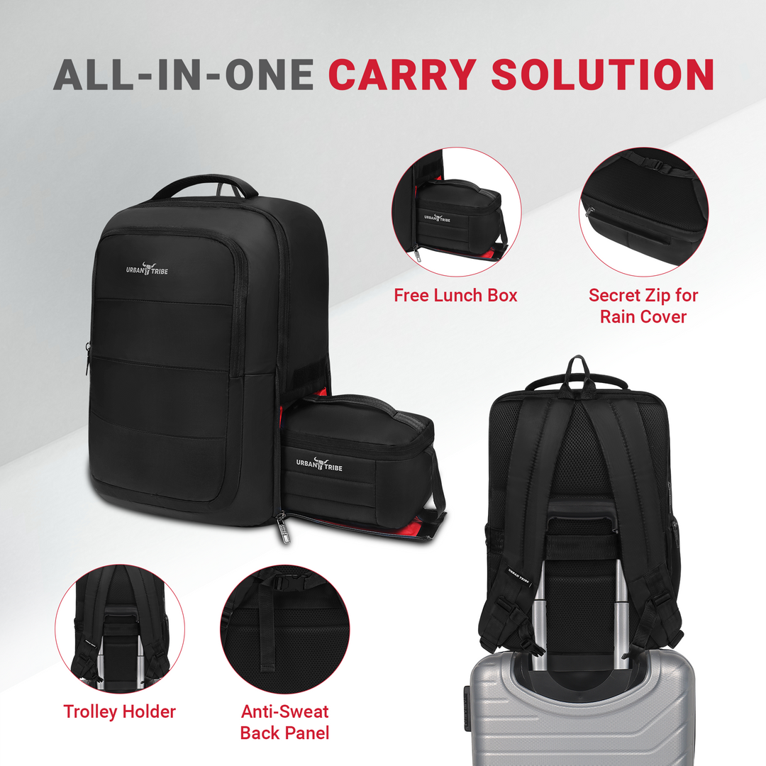 URBAN TRIBE Rumble Laptop Backpack for Men & Women with Rain Cover & Lunch Bag