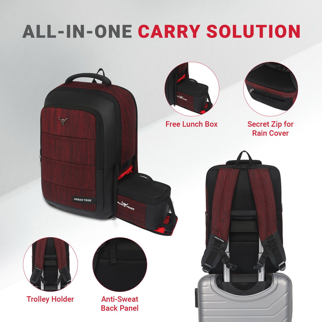 URBAN TRIBE Rumble Laptop Backpack for Men & Women with Rain Cover & Lunch Bag