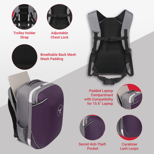 URBAN TRIBE Amigo 31L Overnighter Travel Laptop Backpack with Suitcase Compartment