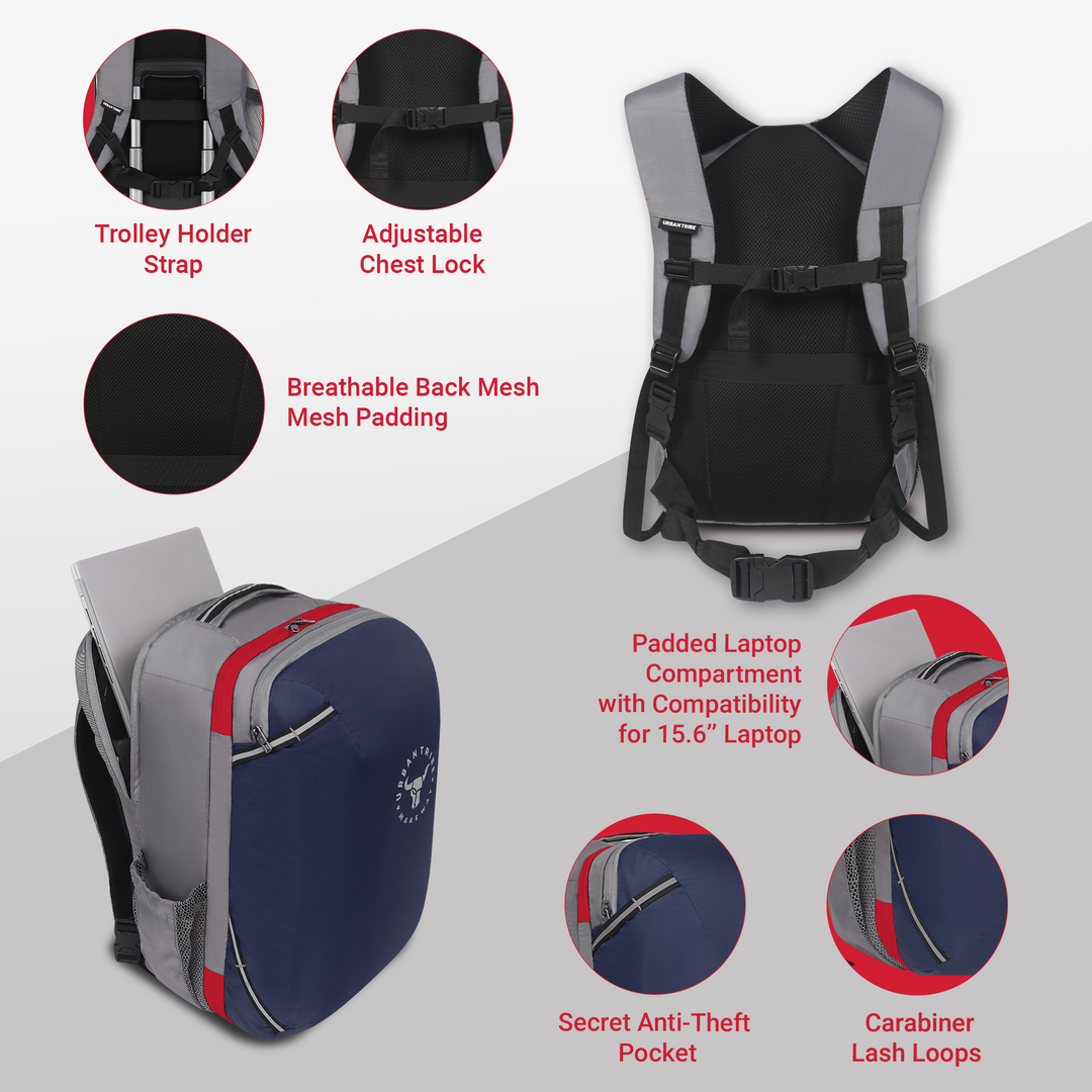 URBAN TRIBE Amigo 31L Overnighter Travel Laptop Backpack with Suitcase Compartment