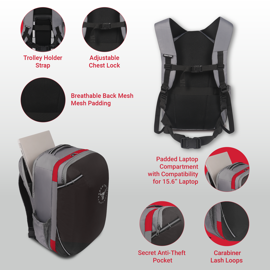 URBAN TRIBE Amigo 31L Overnighter Travel Laptop Backpack with Suitcase Compartment