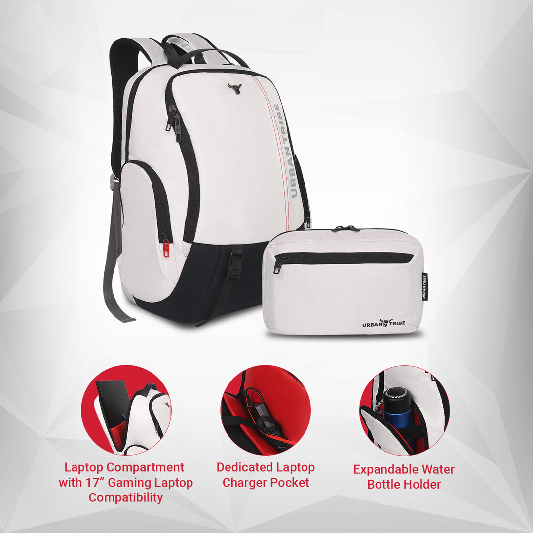 Gamzo Gaming Laptop Backpack | White (Name Personalization Available)