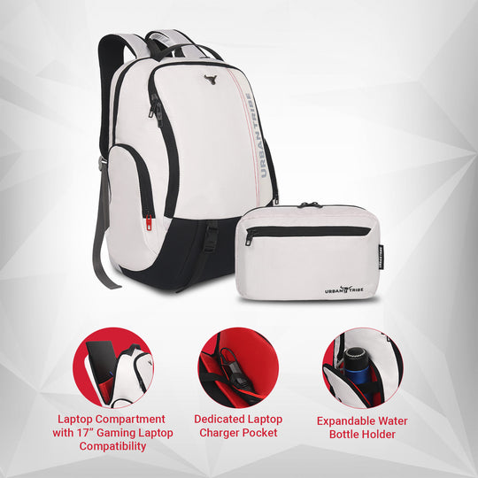 Gamzo Gaming Laptop Backpack | White (Name Personalization Available)
