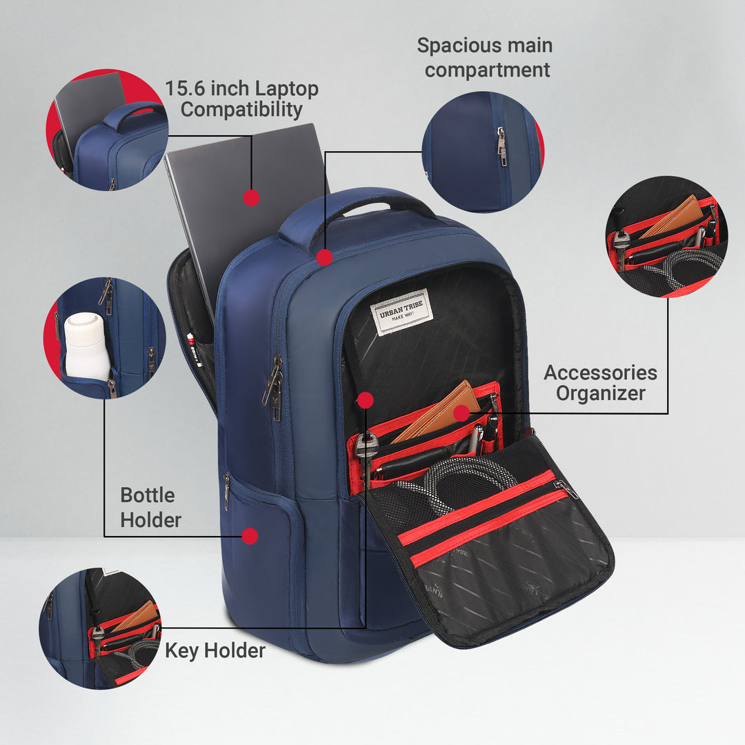 URBAN TRIBE Rumble Laptop Backpack for Men & Women with Rain Cover & Lunch Bag