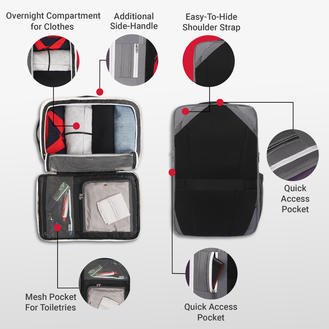 URBAN TRIBE Amigo 31L Overnighter Travel Laptop Backpack with Suitcase Compartment