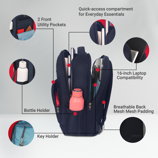 URBAN TRIBE Chrono 30L Laptop Backpack for Men Women Boys and Girls | Lightweight 450g | Fits 15.6” Laptop