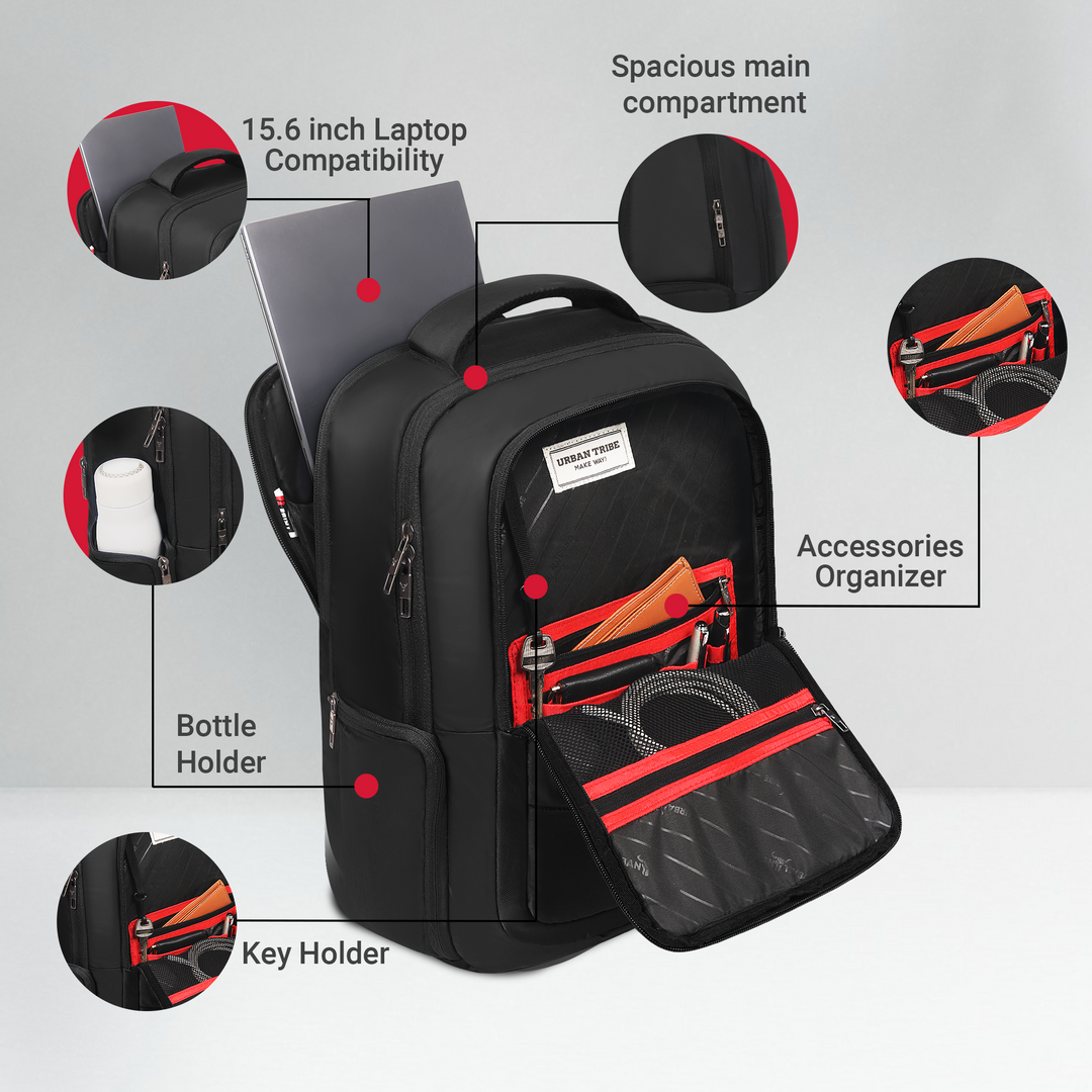 URBAN TRIBE Rumble Laptop Backpack for Men & Women with Rain Cover & Lunch Bag