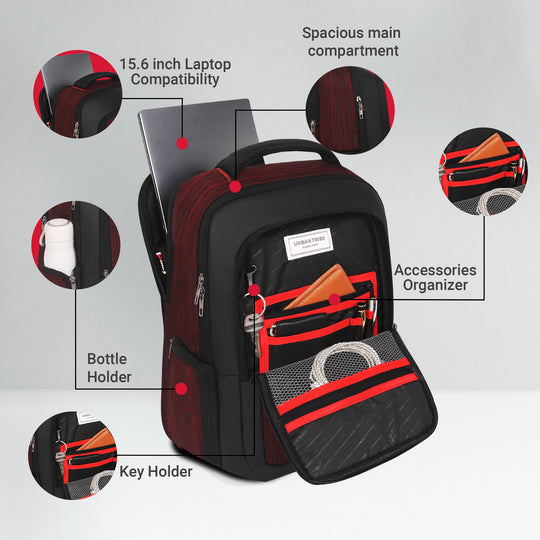 URBAN TRIBE Rumble Laptop Backpack for Men & Women with Rain Cover & Lunch Bag