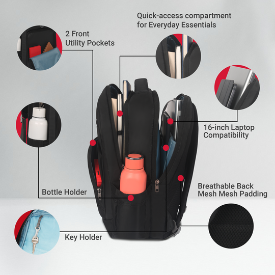 URBAN TRIBE Chrono 30L Laptop Backpack for Men Women Boys and Girls | Lightweight 450g | Fits 15.6” Laptop