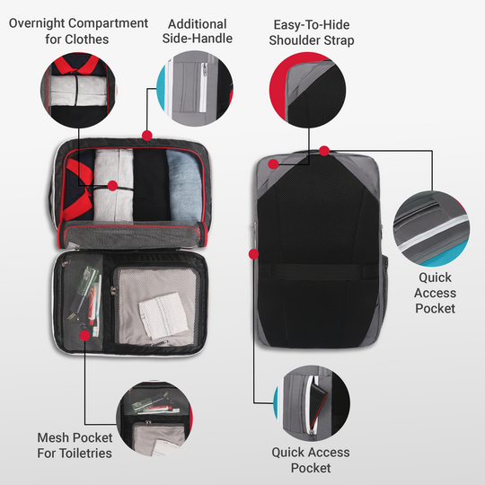 URBAN TRIBE Amigo 31L Overnighter Travel Laptop Backpack with Suitcase Compartment