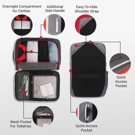 URBAN TRIBE Amigo 31L Overnighter Travel Laptop Backpack with Suitcase Compartment